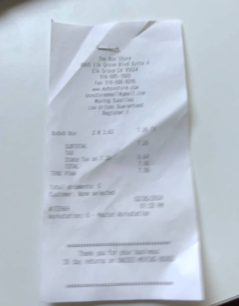 An example of a blurry image of a receipt that users were trying to upload.