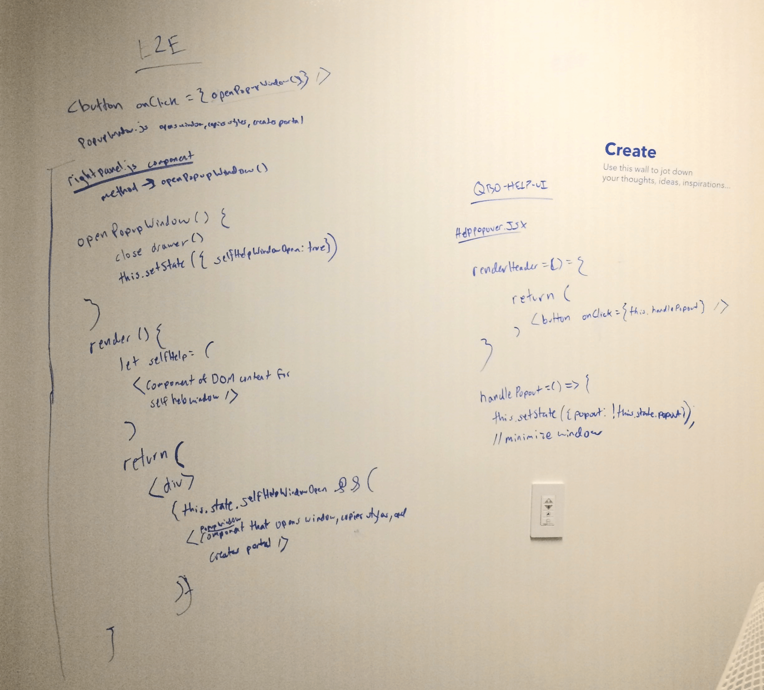 A whiteboard full of sketches of programming problems